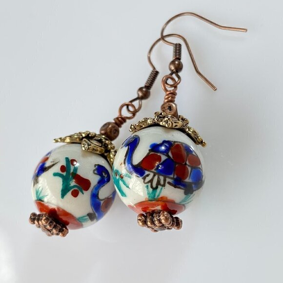 ❤️ Handpainted Ceramic Turtles Earrings - Picture 1 of 15